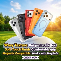 Étui de téléphone magnétique Airbag pour iPhone 18 Pro Max, texture ondulée, protection contre les chutes, TPU, bord souple, antichoc, finition douce au toucher