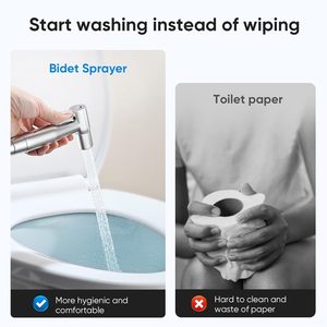 Pulvérisateur de bidet portatif en acier inoxydable avec <span class=keywords><strong>jet</strong></span> réglable, <span class=keywords><strong>kit</strong></span> de <span class=keywords><strong>toilette</strong></span> avec tuyau, douche musulmane pour le nettoyage des couches et des salles de bain - Product Image 2