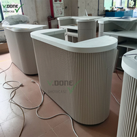 Comptoir de Réception de Luxe Blanc Courbé en Marbre pour Salon de Beauté, Bureau d'Accueil et Meuble de Caisse pour Onglerie