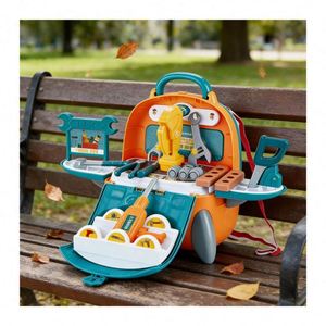 DIY Building <b>Tool</b> <b>Set</b> Wooden Workbench Toolbox Engineer Toy Drill Construction Pretend Play Learning Skills Activity Toy - Product Image 2