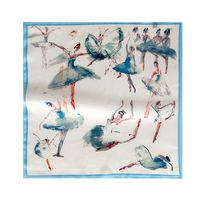 Écharpe carrée en crêpe de satin de soie 12 mm 55x55 cm, motif personnalisé imprimé, écharpe tissée pour le cou, vente en gros