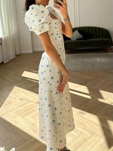 Abito elegante Flowy vendita calda S M L Casual abito a trapezio con stampa floreale nuovo abito estivo da donna - Product Image 6