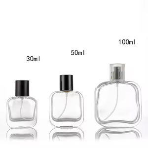 Flacon de parfum de qualité supérieure Eric 30ml 50ml 100ml, flacon en verre à sertir plat, forme échelle, vaporisateur en aluminium - Product Image 2