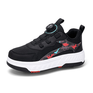 Kids Roller Shoes Double Row Wheels Convertible Sneakers Size 28-41 Mesh Lining For Boys Girls - Product Image 5