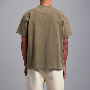 T-shirt en coton épais délavé vintage pour homme KingSen, coupe oversize, impression de logo personnalisé, manches courtes, style streetwear décontracté - Product Image 5