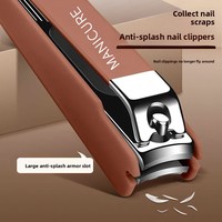 Ensemble de coupe-ongles en acier inoxydable, kit de manucure anti-éclaboussures avec ciseaux obliques dans une boîte pour adultes