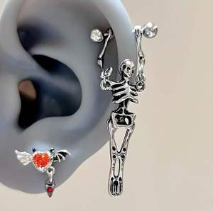 <span class=keywords><strong>Rise</strong></span> of the <span class=keywords><strong>Dead</strong></span> ~ Boucles d'oreilles polyvalentes style punk Dark Skeleton, design de niche - Product Image 2