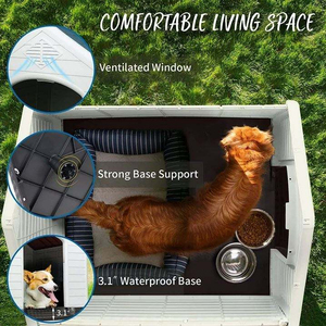<span class=keywords><strong>Caseta</strong></span> para Perros Grande de Plástico PP, Impermeable, con Forma de Toca de Árbol, con Base Bloqueable para Uso en Interiores y Exteriores, Venta al Por Mayor - Product Image 4