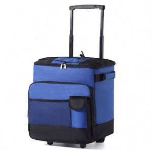 Outdoor 43L Large Capacity Fresh-Keeping Aluminum Foil Outdoor Insulation Picnic Ice <b>Cooler</b> <b>Pack</b> Lunch Bag Trolley Case for Car - Product Image 5