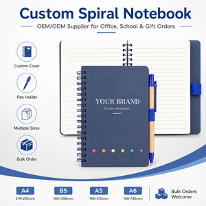 Quaderno a Spirale Personalizzato A5 <span class=keywords><strong>A4</strong></span> B5 A6 con Logo del Tuo Brand, Portapenna, per Ufficio, Scuola, Regalo, OEM - Product Image 1