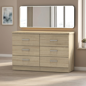 Commode à 6 tiroirs de style INS, moderne, en bois, avec miroir personnalisé, pour chambre à coucher, salon, fabriquée en Malaisie - Product Image 2