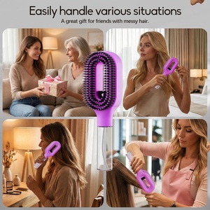 <span class=keywords><strong>Brosse</strong></span> démêlante à brume chaude pour <span class=keywords><strong>cheveux</strong></span> bouclés et ondulés, <span class=keywords><strong>brosse</strong></span> de coiffage lissante pour contrôle continu des frisottis et des mèches rebelles - Product Image 4