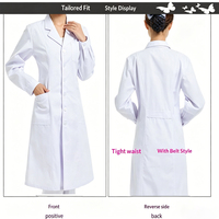 Blouse de laboratoire en polycoton blanc, col à revers, fermeture à boutons-pression, manches longues, poches latérales, uniforme médical pour pharmacie CE