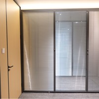 Cloison de séparation en verre pour salle de réunion française, double vitrage trempé, persiennes en verre, portes en bois massif étanches
