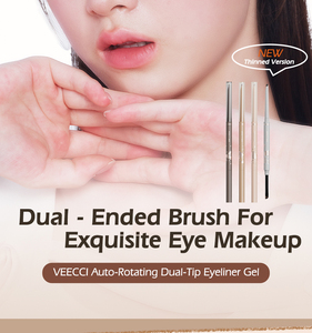 El lápiz delineador de ojos en gel de doble cabezal giratorio automático VEECCI es resistente al agua, al sudor y duradero. - Product Image 1