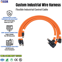 Harnais de câblage industriel personnalisé blindé multiconducteurs avec connecteur M12 à angle droit de 90 degrés, haute flexibilité PVC/PTFE pour machines informatiques
