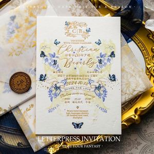 Invitaciones de Boda de Alta Gama Museum Love 2026, Estilo Europeo Morado, Invitaciones Personalizadas con Estampado Dorado en Letterpress - Product Image 4