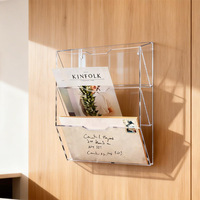 Boîte de rangement murale en acrylique transparente, porte-documents mural, organisateur pour livres, papiers, matériel de bureau, utilisation à domicile ou au bureau