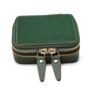 Simple leather zipper jewelry <b>box</b>, Korean style portable jewelry <b>storage</b> <b>box</b> for earrings, studs, and rings. - Product Image 3