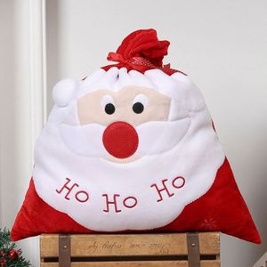 ถุงของขวัญคริสต์มาสทันสมัย ลายซานตาคลอส กระเป๋าเป้ใส่ขนมขนาดใหญ่ ผ้ากำมะหยี่สีทอง พิมพ์ลายด้วยเทคนิคการถ่ายโอนความร้อน ถุงตกแต่ง - Product Image 1