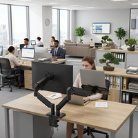 Vente directe usine – Support double moniteur réglable à compression, capacité de charge 10 kg, pour écrans 13-32 pouces et ordinateurs portables 10-17 pouces, en acier laminé à froid épaissi