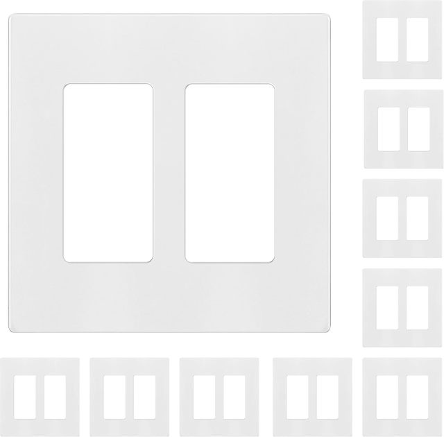 Screwless Dual Gang Blank Wall Plate, UL Listed, High Quality Decorative Cover for Power Outlet, Easy Snap-on Installation