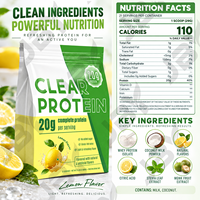 Poudre d'isolat de protéines de lactosérum clair saveur citron 20g Protéines Boisson sportive post-entraînement Mélange OEM ODM Fabricant de marques privées