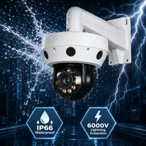 Caméra IP PTZ panoramique multi-lentilles de sécurité avec 4 objectifs fixes, 1 objectif zoom optique 20X, suivi automatique et microphone - Product Image 5