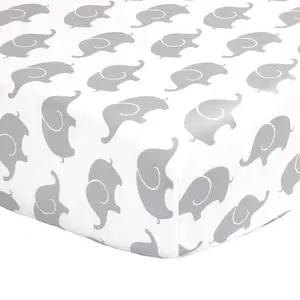 Sábana bajera suave personalizada para cama de bebé, sábana ajustada con estampado Animal, bosque gris