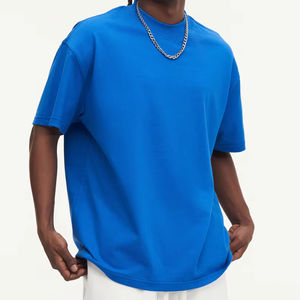 Camicie da <span class=keywords><strong>uomo</strong></span> all'ingrosso di alta qualità in bianco blu Tshirt in filato oversize 270g magliette personalizzate con logo - Product Image 1