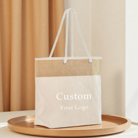 Sac fourre-tout en toile personnalisé pour cadeaux clients de spa et bien-être, avec bordure en jute, grand sac de transport sans soufflets latéraux, sac fourre-tout bateau