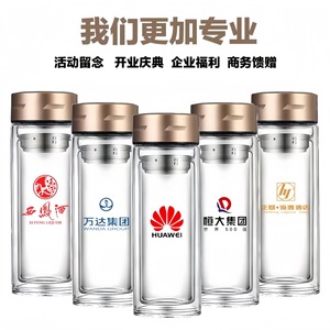 Vaso de Vidrio de Doble Pared, de Borosilicato, Redondo, de Color Sólido, con Tapa, Logotipo Personalizable, para Hombres, para Beber Té - Product Image 4