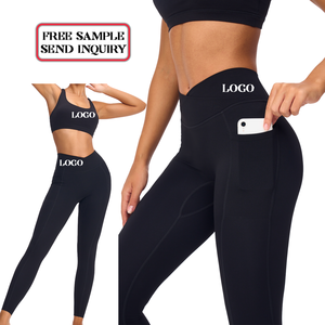 2024 personalizzabile di alta qualità Spandex sport vita alta solido senza soluzione di continuità ragazza <span class=keywords><strong>Yoga</strong></span> Leggings <span class=keywords><strong>pantaloni</strong></span> per le donne - Product Image 2