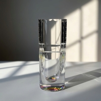 Trophée en cristal K9 de qualité supérieure, gravé au laser, à facettes verticales polies, base irisée, pour présentation au bureau