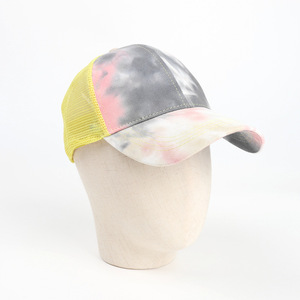 Trucker Cap <b>Tie</b> Dye Mesh Baseball Hat Unisex Breathable Summer Casual Outdoor Sun Protection Hat With <b>Back</b> Opening - Product Image 3
