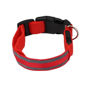 Moderne oplaadbare LED anti-verloren honden- en kattenhalsband en -riem, zelfverlichtende nylon voor nachtelijke wandelingen, groothandel - Product Image 6