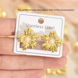 Boucles d'oreilles géométriques en forme de fleur de vent pour femmes, avec placage or PVD, acier inoxydable 304, adaptées aux mariages et à un usage quotidien - Product Image 4