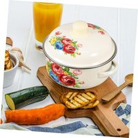 Set Peralatan Masak Enamel Besi Cor Kustom dengan Tutup Kaca, Desain Cetak Bunga, Gagang Oven, Aman untuk Mesin Cuci Piring dan Oven, 2-Piece Gaya Amerika