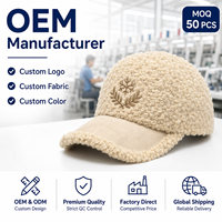 Casquette de baseball unisexe ajustable en polaire bouclée crème avec broderie personnalisée feuille de flocon de neige, chaude et confortable pour l'extérieur en hiver