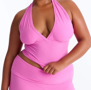 Conjunto de Pijama de Verano para Mujer, Color Rosa, ODM, Suave, Cuello <span class=keywords><strong>en</strong></span> V, Sin Mangas, Cómodo, Casual, de Alta Gama, Transpirable, Cintura Elástica - Product Image 2