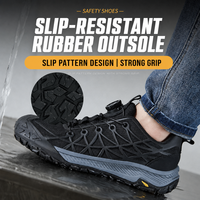 Chaussures de sécurité à lacets rapides avec embout en acier, tige en KPU, semelle extérieure en caoutchouc antidérapante et anti-perforation, chaussures de travail unisexes pour la construction