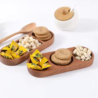 Plateau de petit-déjeuner moderne de style japonais en bois d'acacia/ébène, plateau en bois multi-tailles pour collations, plateau pour le thé de l'après-midi