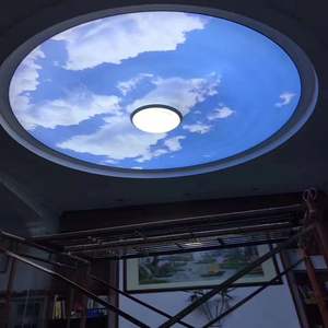 Decoratieve materialen akoestisch blauwe hemel witte wolken patroon plafond stretch dubbelwandig stof plafond - Product Image 4