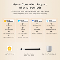 Motor Tubular Inteligente Zemismart Matter Over WiFi para Persianas Enrollables de 40mm, 50mm y 55mm, Compatible con Apple Home, Alexa y Google Home