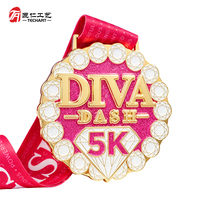 Médailles personnalisées en métal pour le marathon, médailles de récompense 5K, Diva Dash, Eagle Anchor, médaille de course scintillante.