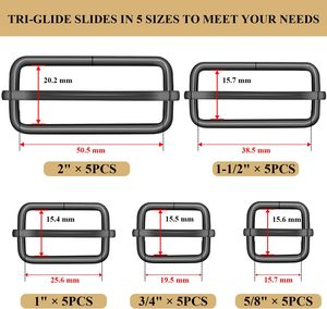 Coobigo – Lot de boucles coulissantes métalliques réglables et ajusteurs rectangulaires en pouces pour la fabrication de quincaillerie de sacs à main - Product Image 2