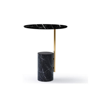 Mesa Auxiliar Redonda de Mármol Blanco con Tapa de Cristal, Diseño Moderno para el Hogar y el Comedor - Product Image 2