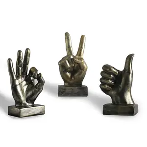 定制工厂树脂胜利手势雕塑桌面工艺品家居装饰品树脂手雕像