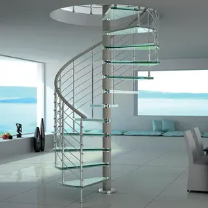 최고의 가격 현대 스타일 라운드 막대 PVC 난간 나선형 계단 직접 공장