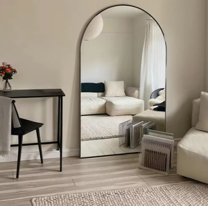 <span class=keywords><strong>Miroir</strong></span> sur Pied Arqué Pleine Longueur avec Cadre Épais, en Alliage, Design Minimaliste, pour la Décoration Intérieure - Product Image 3